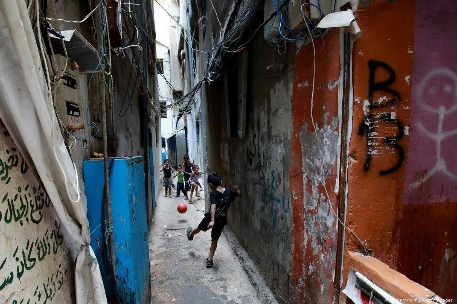 Children play at a Palestinian refugee camp in Beirut, Lebanon on September 1, 2018. Anwar Amro/AFP