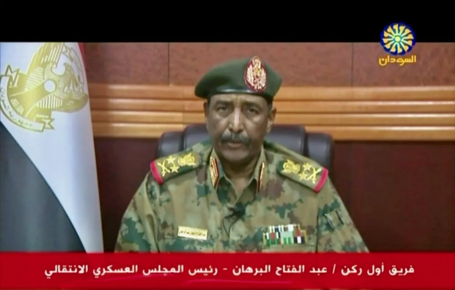 Grab from Sudan TV on Saturday shows General Abdel Fattah al-Burhan vowing to implement power-sharing agreement with protesters (AFP)