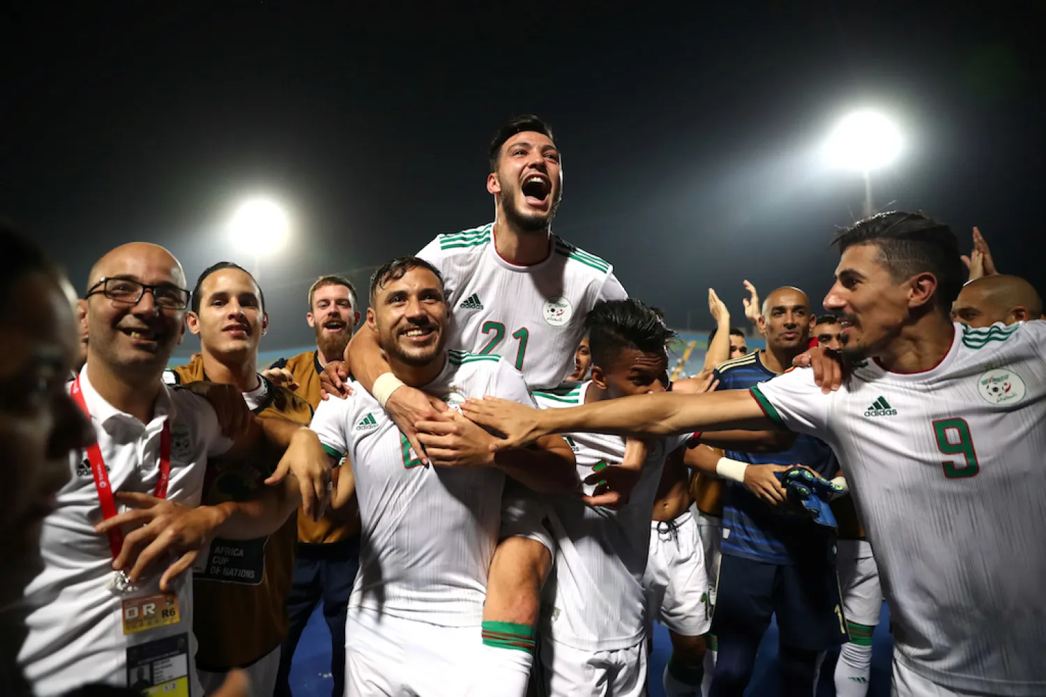Algeria celebrate winning the match versus Guinea on Sunday, 8 July 2019 | REUTERS