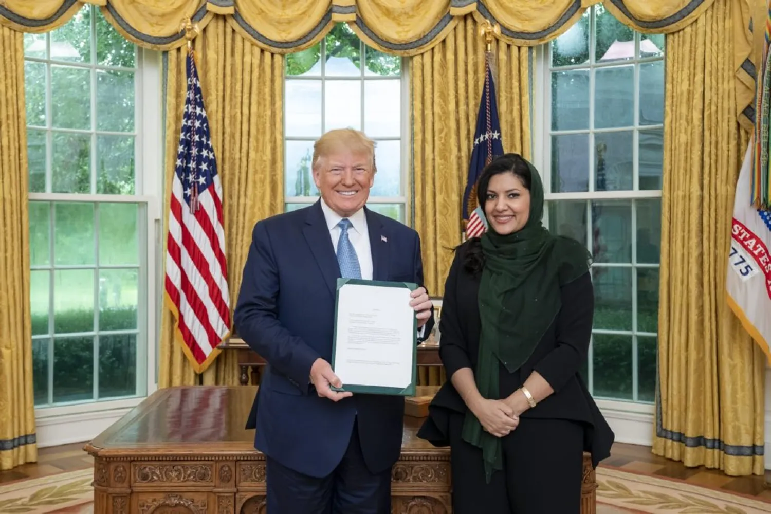 Saudi Ambassador to the United States submits her credentials to President Donald Trump. (Twitter)