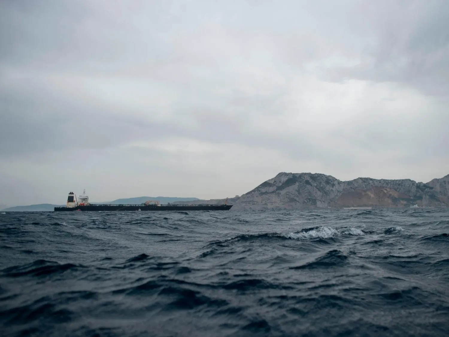 Supertanker Grace 1 off the coast of Gibraltar coast on July 6, 2019. (AFP)