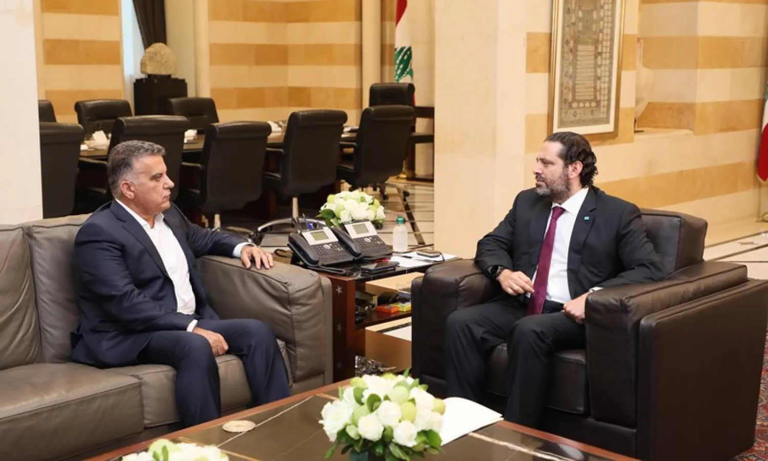 Lebanon’s Prime Minister Saad Hariri with General Director of Security General Major General Abbas Ibrahim (NNA)
