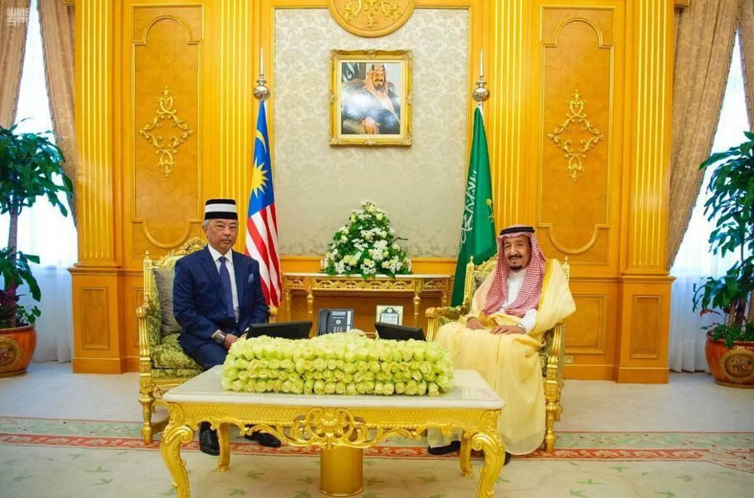 The Custodian of the Two Holy Mosques King Salman bin Abdulaziz Al Saud received at Al-Salam Palace Al-Sultan Abdullah ibni Sultan Ahmad Shah King of Malaysia. SPA