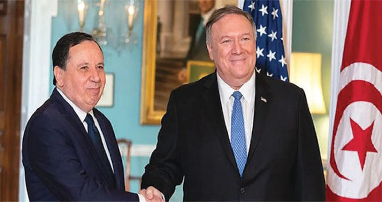 الجهيناوي خلال محادثاته مع نظيره الأميركي بومبيو في واشنطن أمس