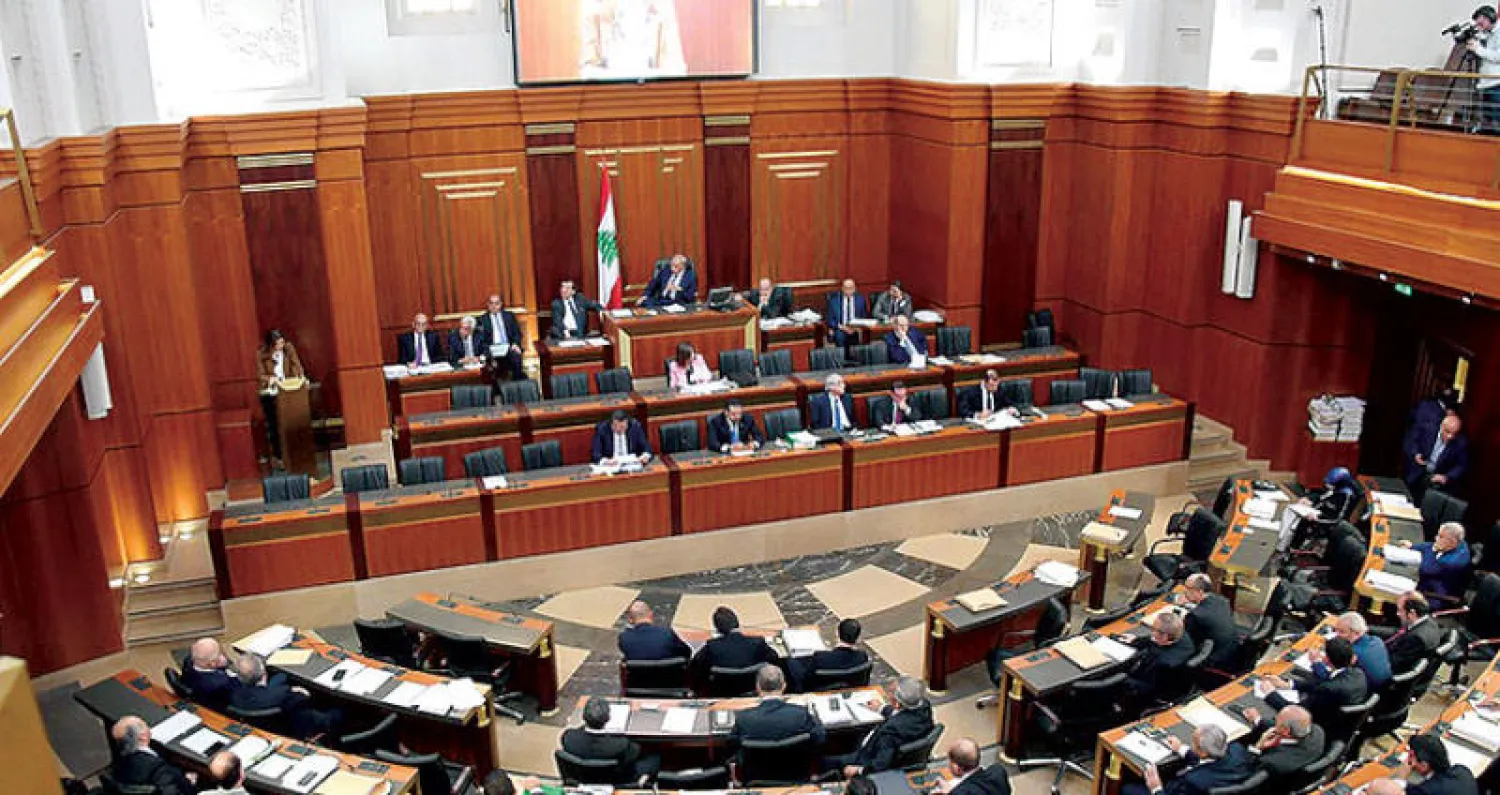 من جلسة مجلس النواب اللبناني لمناقشة الموازنة أمس (الوكالة الوطنية)