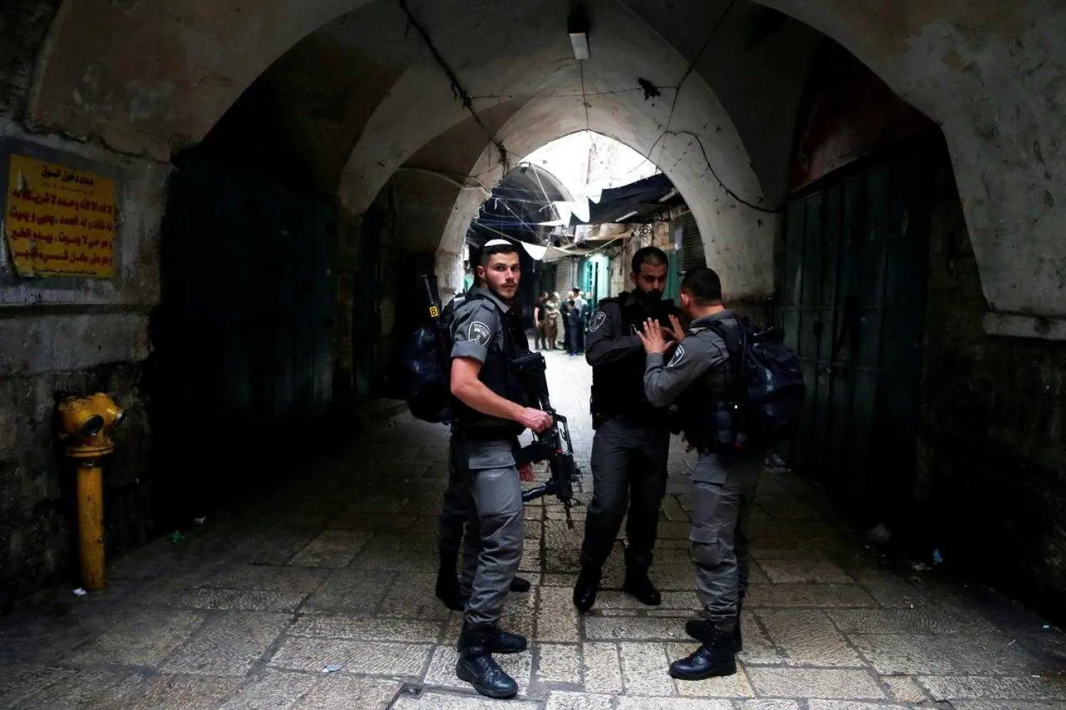 Israeli security forces stand in Jerusalem’s Old City, March 18, 2018. REUTERS/Ammar Awad