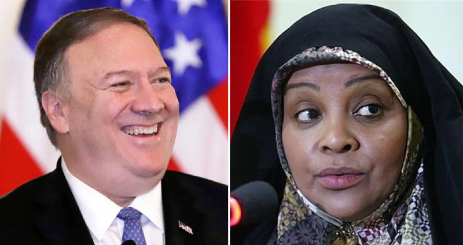 وزير الخارجية الأميركي مايك بومبيو ومرضية هاشمي («الشرق الأوسط»)