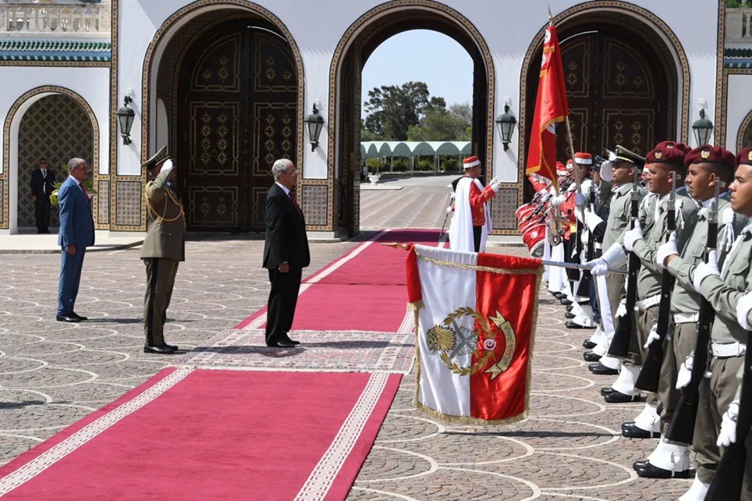 Mohammed al-Nasser swears in as an interim president for Tunisia on Thursday. Asharq Al-Awsat Arabic. 

