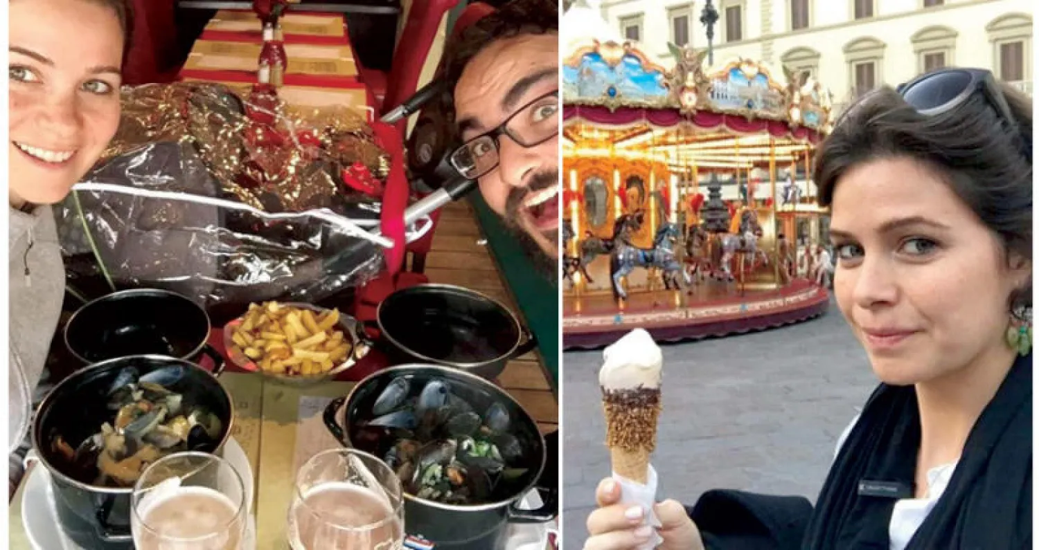 يسرا اللوزي  -   يسرا اللوزي تتناول الطعام مع زوجها