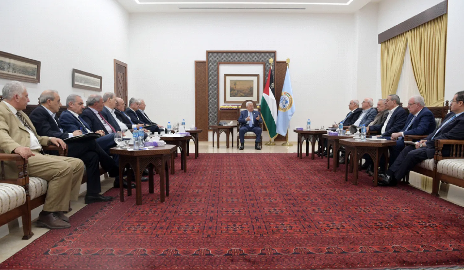 President Mahmoud Abbas chairing the committee charged with stopping work on the agreements signed with Israel (Wafa)
