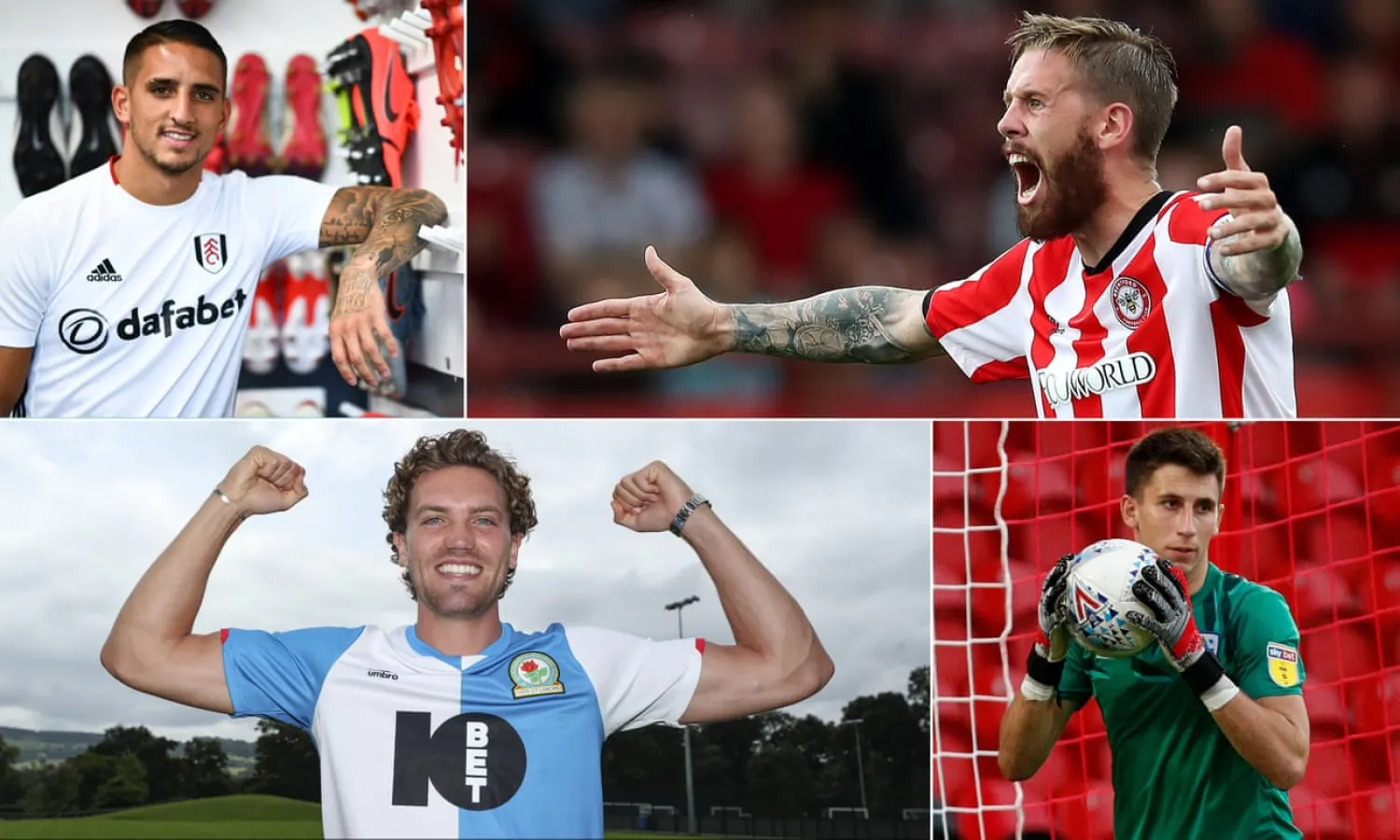  Anthony Knockaert, Pontus Jansson, Kamil Grabara and Sam Gallagher should all make a mark for their new clubs in the Championship. Composite: BPI/Shutterstock; Getty Images; BRFC/Getty Images
