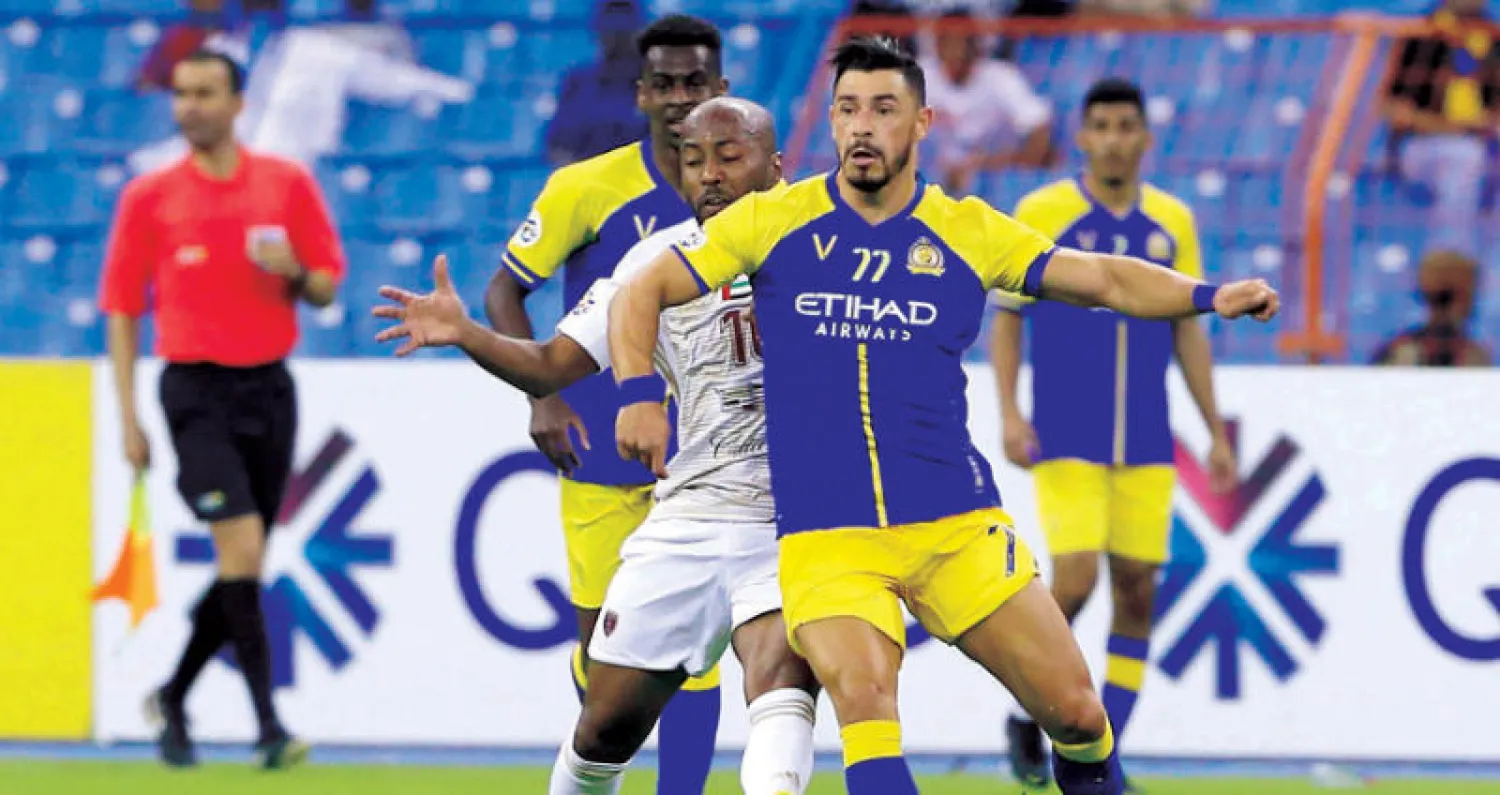 من مباراة النصر والوحدة الإماراتي ذهاباً في الرياض (أ.ف.ب)