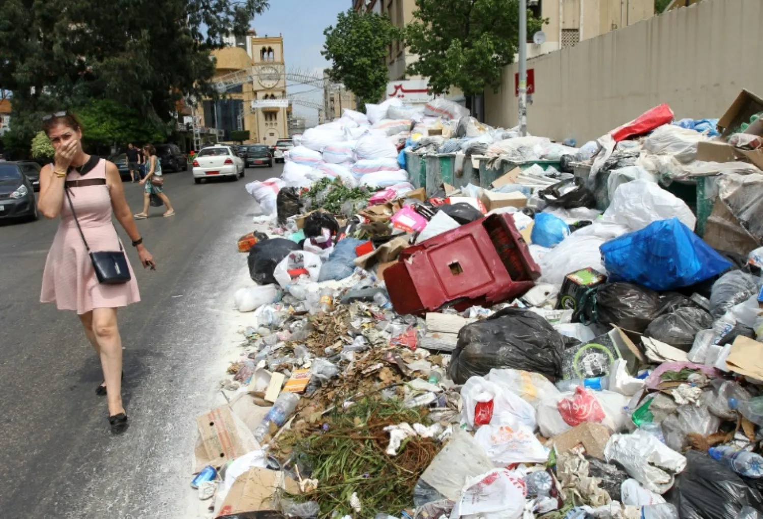  Trash piled up in Beirut streets. AFP/File /Anwar Amro 