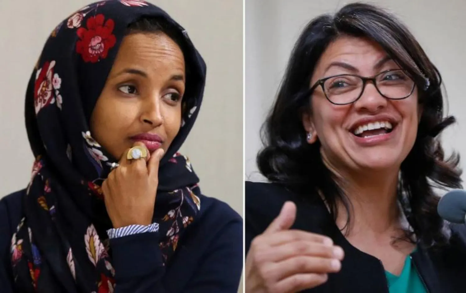 النائبتان الأميركيتان رشيدة طليب وإلهان عمر (أ.ب)