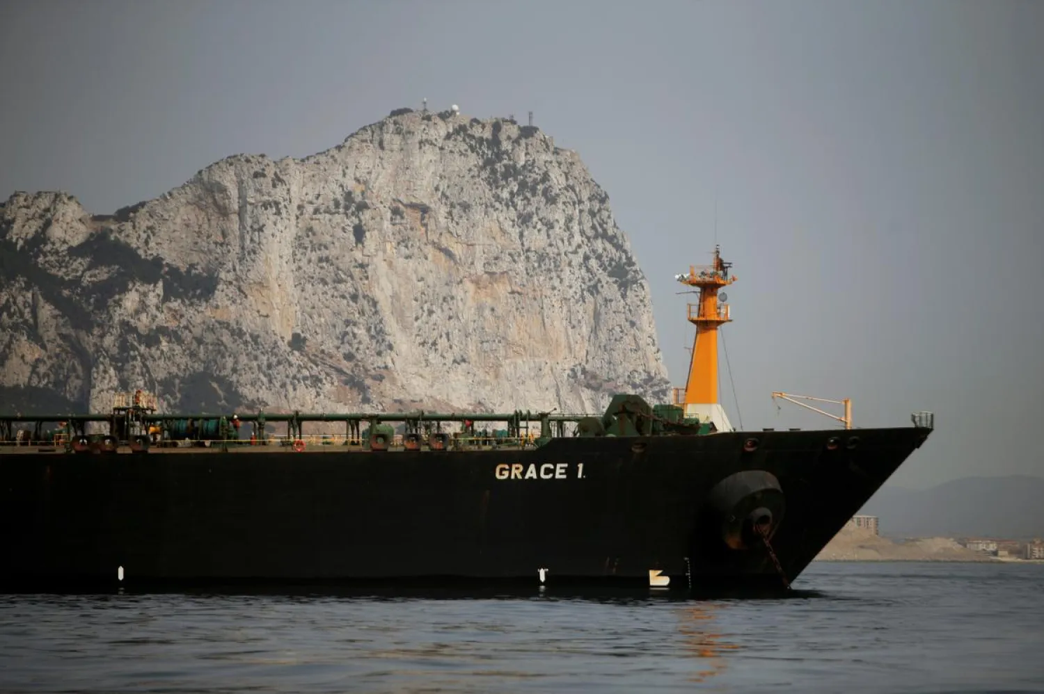 Iranian oil tanker Grace 1 sits anchored after it was seized in July by British Royal Marines off the coast of the Gibraltar, southern Spain July 20, 2019. (Reuters)