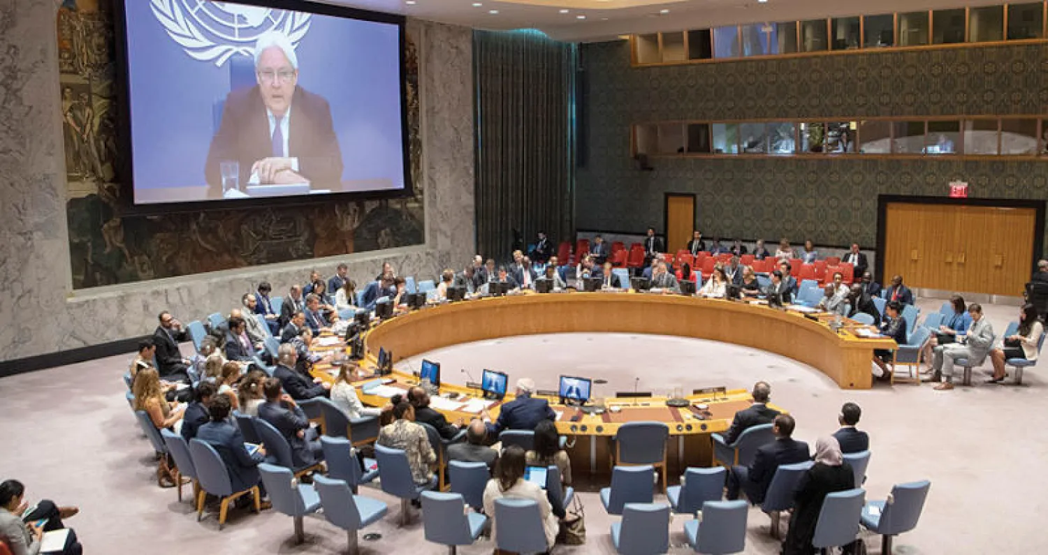 المبعوث الاممي يدلي بافادته عن الوضع في اليمن أمام مجلس الأمن أمس (مجلس الأمن)