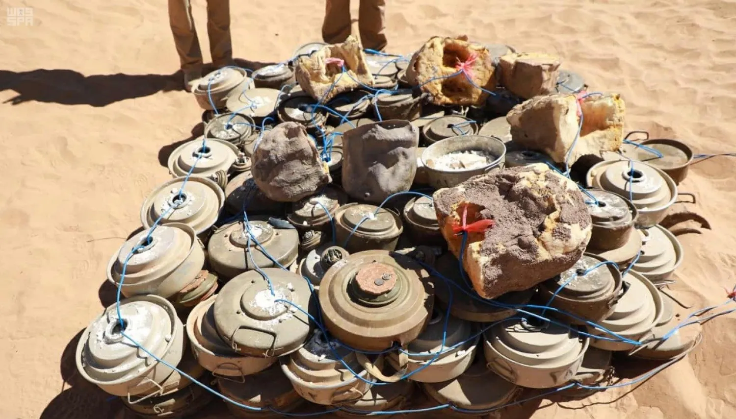 Houthi landmines that were planted in Yemen. (SPA)