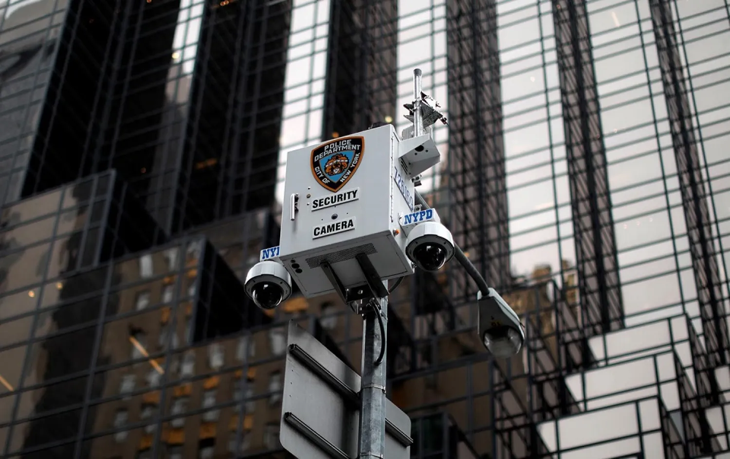 New York City Police Department (NYPD) security cameras are seen outside Trump Tower on Fifth Avenue. (Reuters)