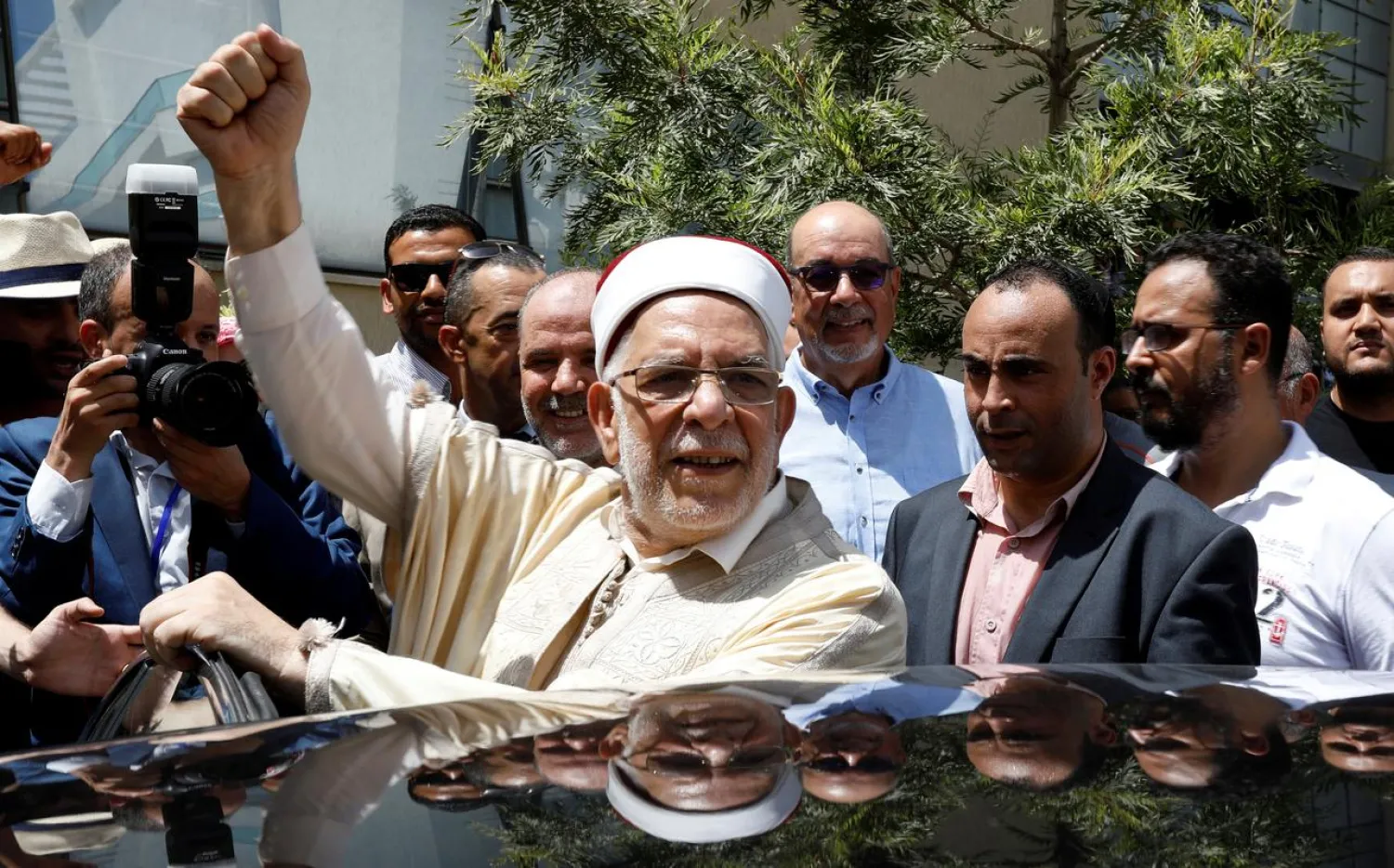 Abdel Fattah Morou, vice president of the moderate Islamist Ennahda party, reacts after submitting his candidacy for the presidential elections, in Tunis, Tunisia August 9, 2019. REUTERS/Zoubeir Souissi