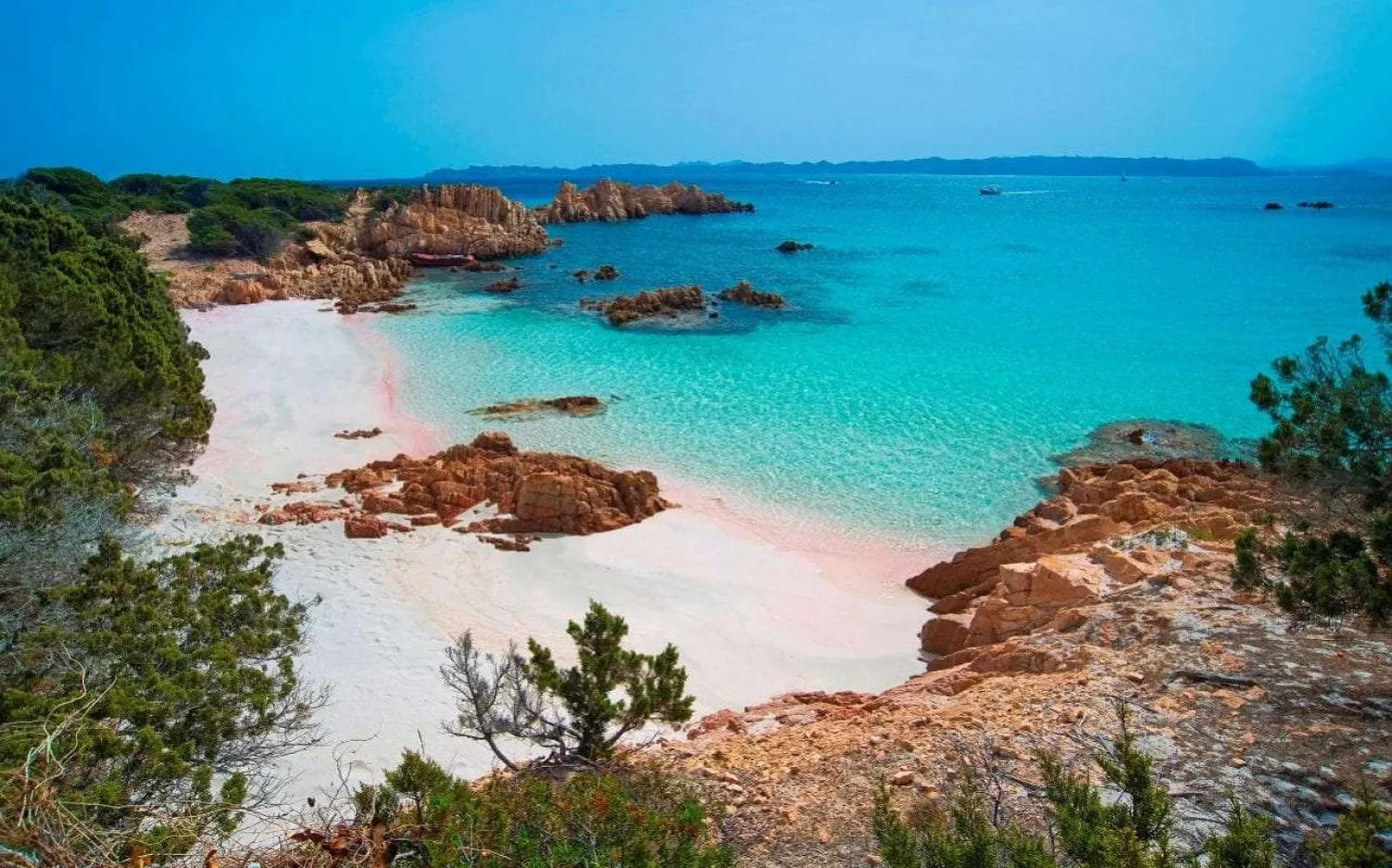  Beaches on the island of Budelli, off the north coast of Sardinia, are renowned for their pink sand. © Getty.
