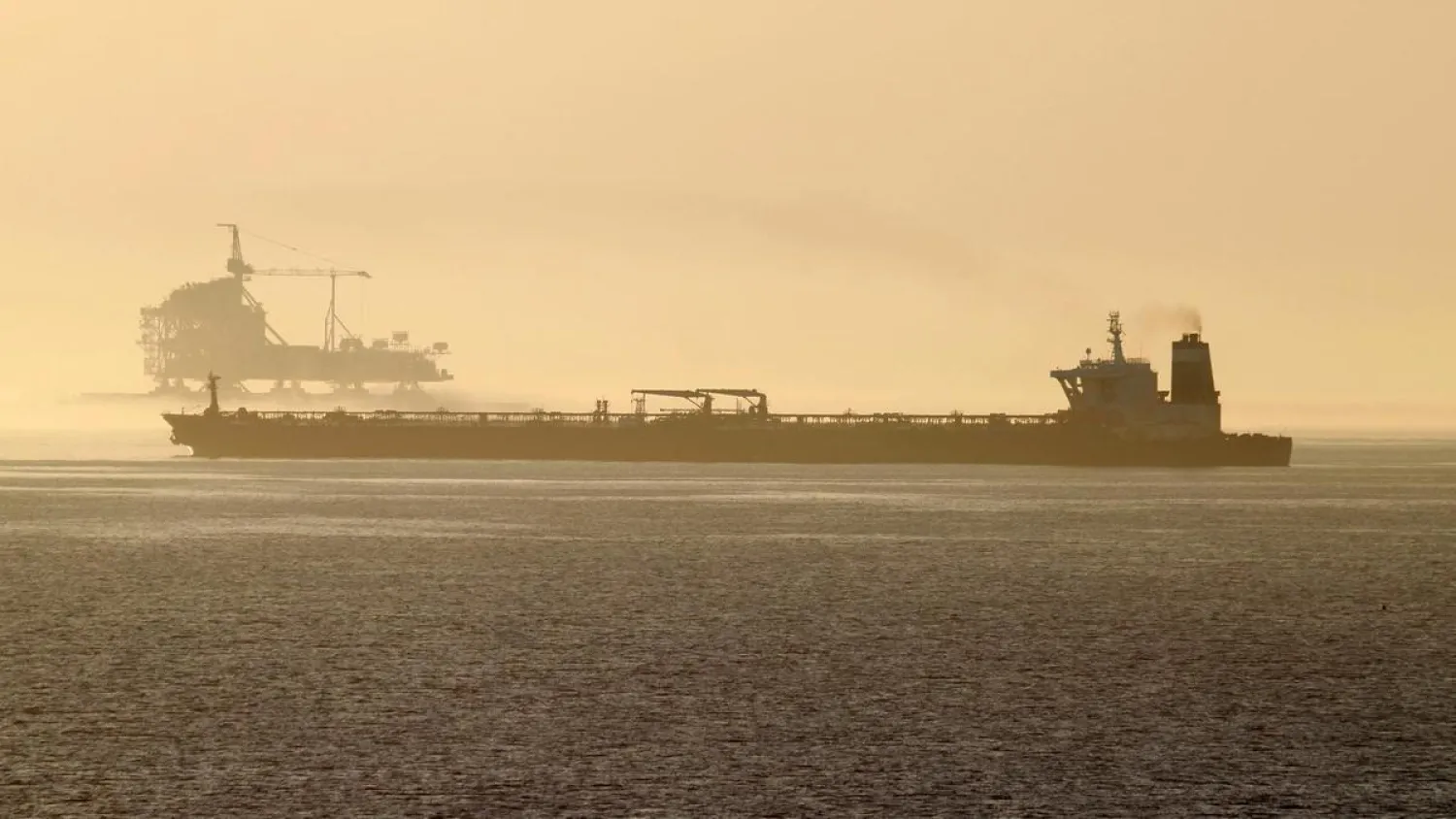 The supertanker, Adrian Darya 1, seen anchored off Gibraltar. (EPA)