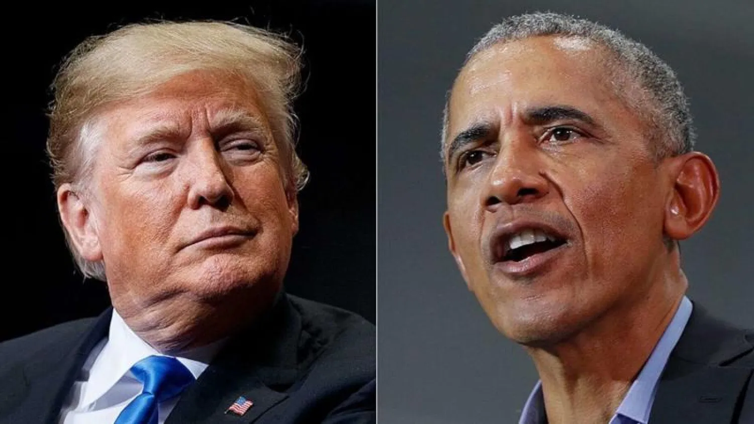 الرئيس الأميركي دونالد ترمب وسلفه الديمقراطي باراك أوباما (أ.ب)