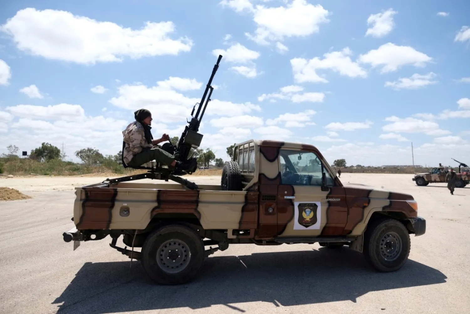 A member of the LNA heads out of Benghazi to reinforce the troops advancing to Tripoli, Libya, April 7 2019. (Reuters)