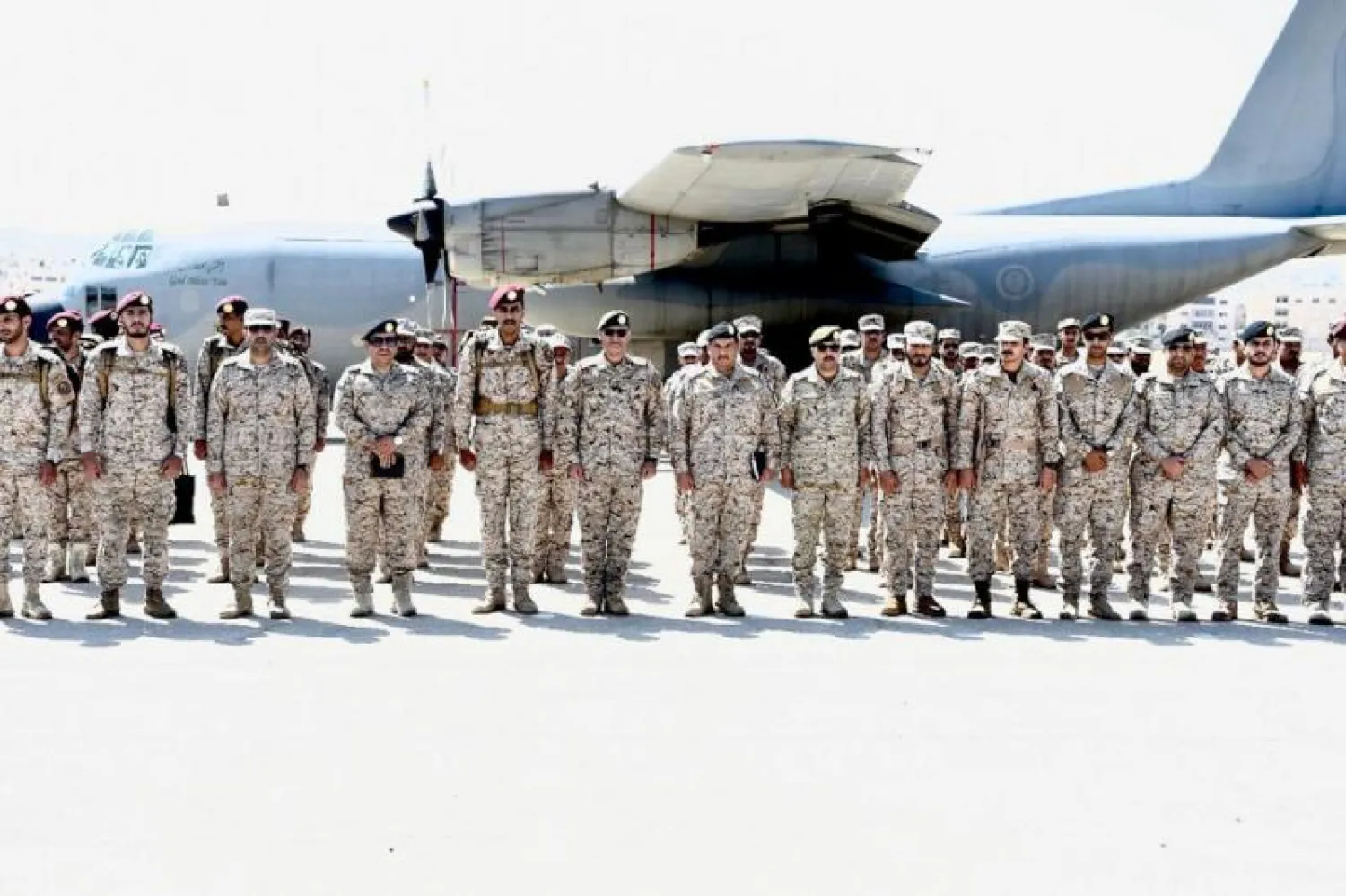 القوات السعودية لدى وصولها إلى عمّان للمشاركة في التمرين (الشرق الأوسط)