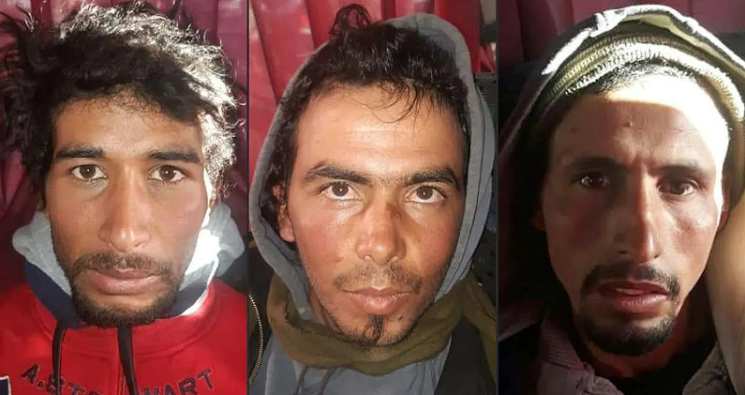 صورة أرشيفية تجمع عبد الصمد الجود ويونس أوزياد ورشيد أفاطي الذين يسعون إلى تخفيف الأحكام ضدهم في قضية  قتل السائحتين الاسكندنافيتين في المغرب (أ.ف.ب)