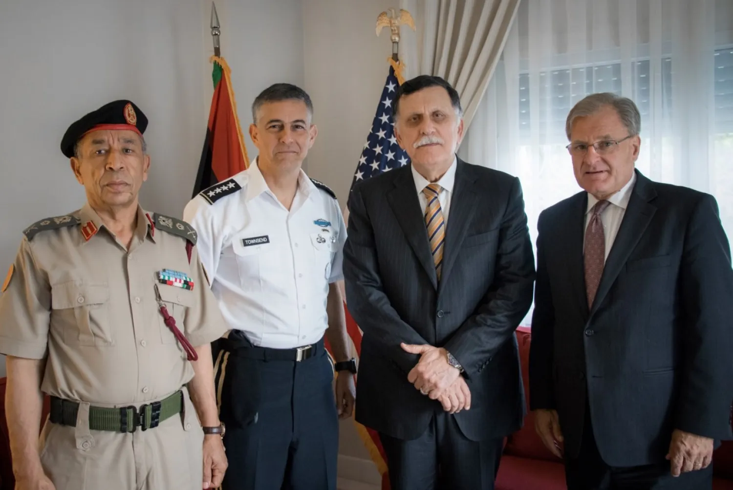 Fayez al-Sarraj met new AFRICOM Commander Townsend and US Ambassador Norland in Tunis on Monday (Photo: US Embassy Tripoli).