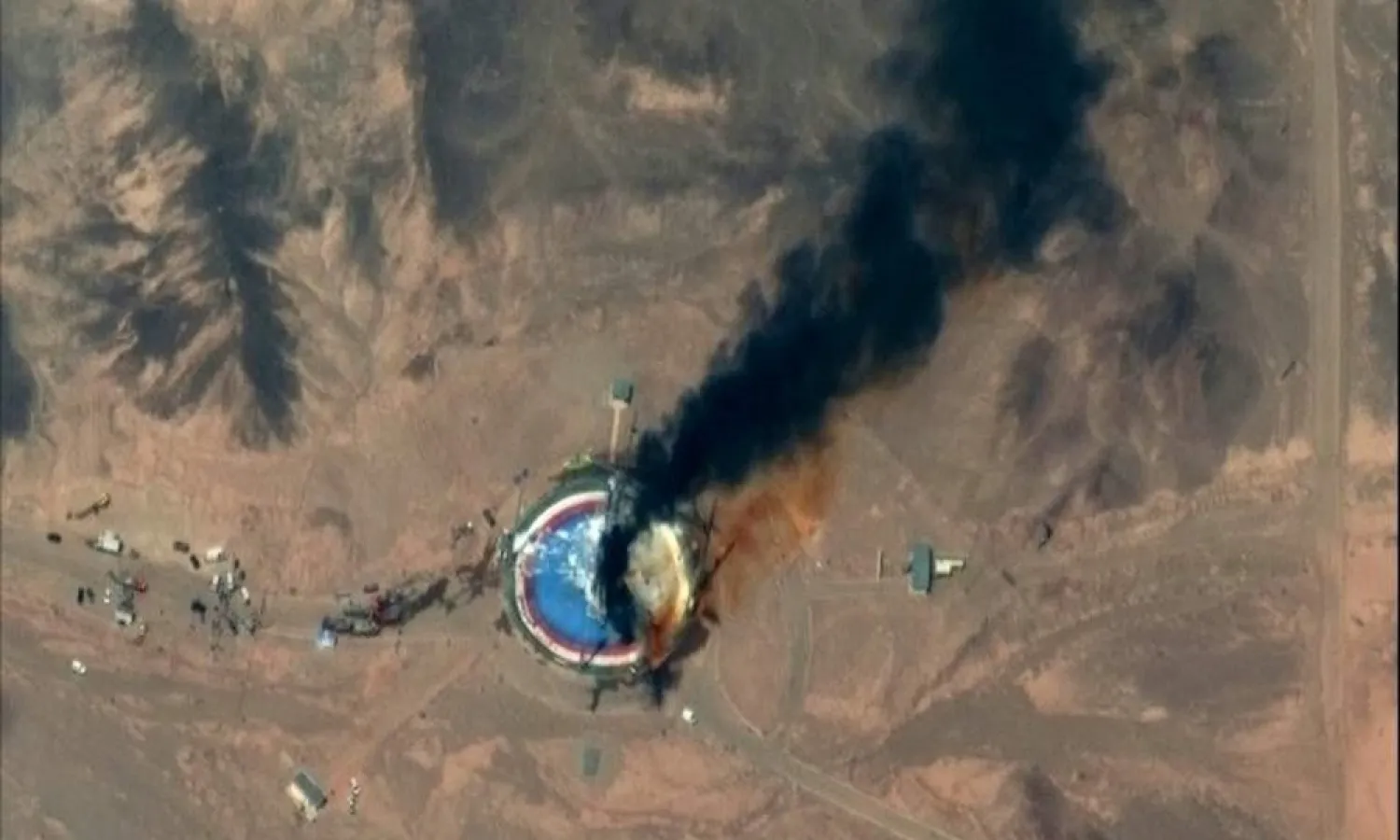 A satellite image shows a failed Iranian rocket launch at the Imam Khomeini Space Center in Semnan, Iran. (AFP)