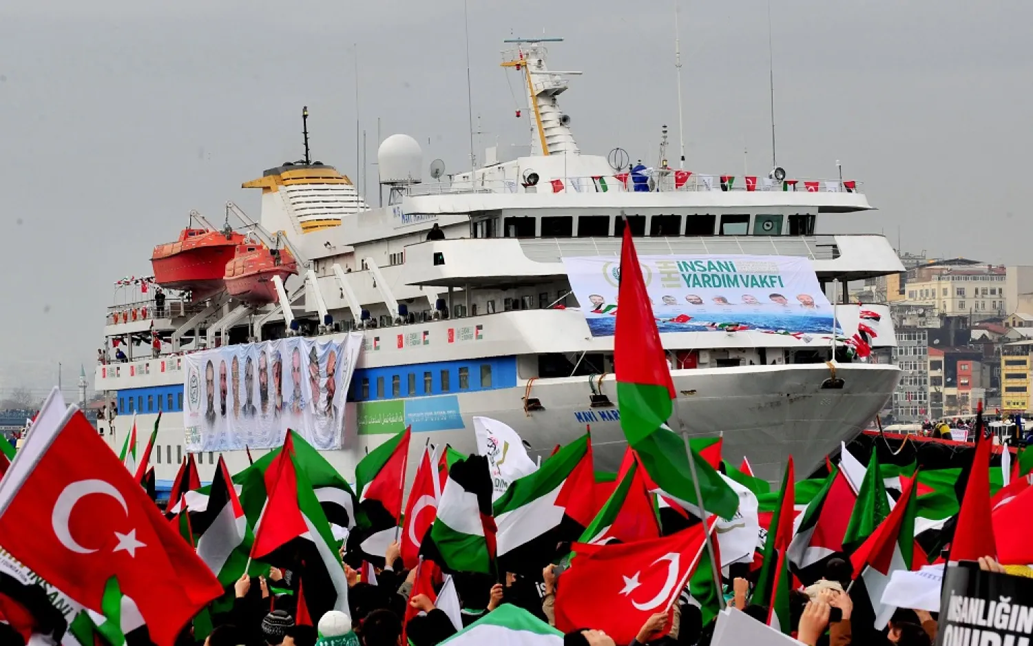 The Mavi Marmara arriving in Istanbul in 2010. (AFP)