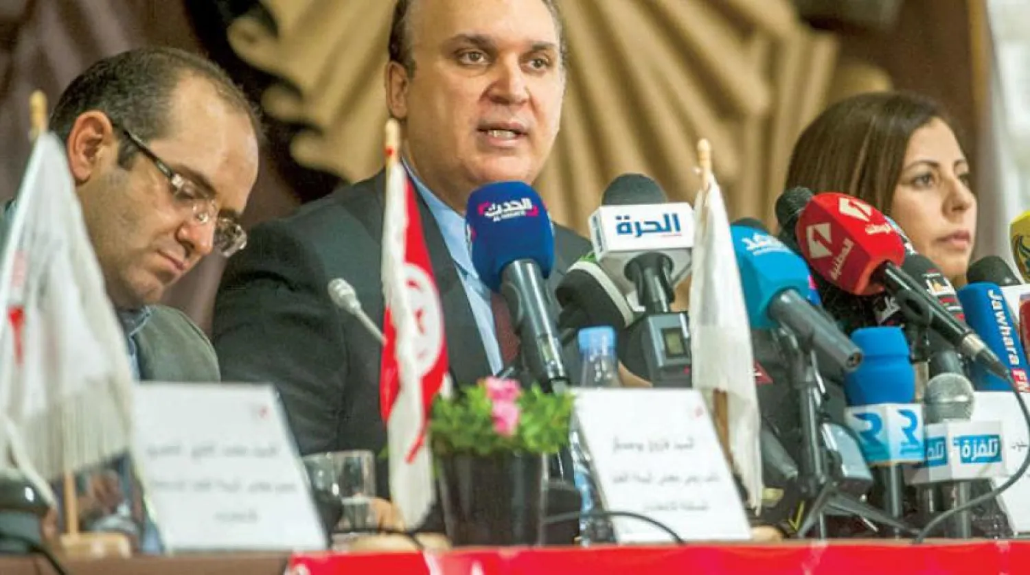 Chairman of Tunisia’s Independent High Authority for Elections (ISIE) Nabil Baffoun at a press conference (AP)