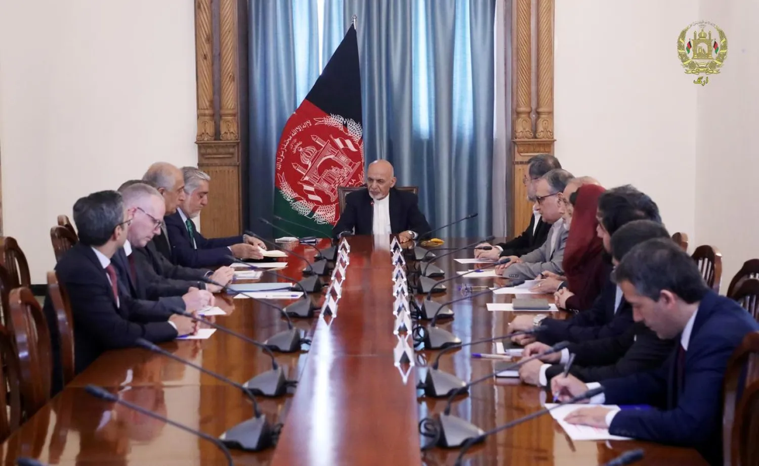 Afghan President Ashraf Ghani meets with U.S. special representative for Afghanistan Zalmay Khalilzad in Kabul, Afghanistan September 2, 2019. Afghan Presidential Palace/Handout via REUTERS
