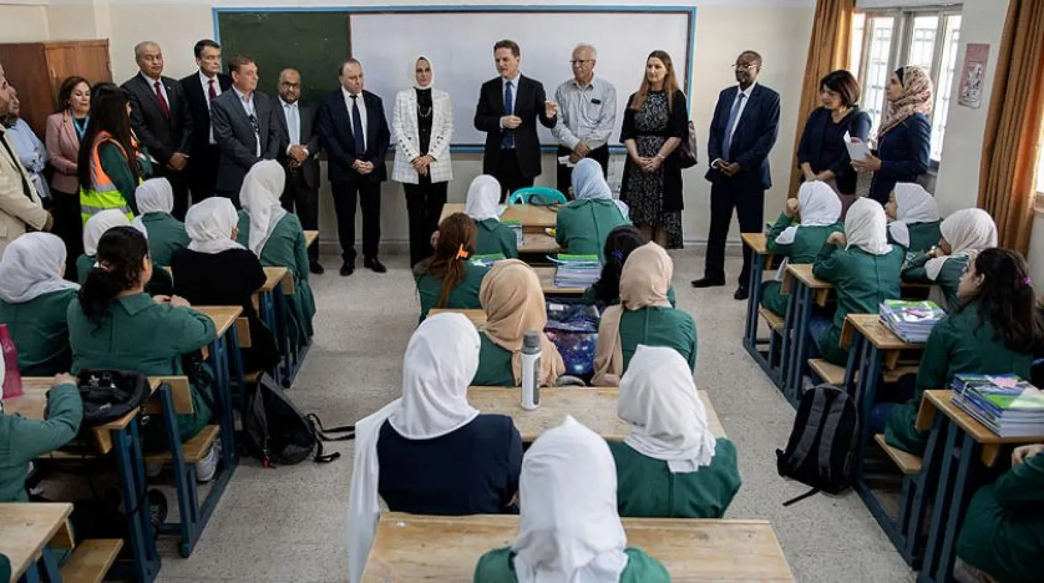  UNRWA Commissioner-General Pierre Krahenbuhl met with students and faculty at UNRWA schools in Amman on Sunday, September 1, 2019. (EPA)