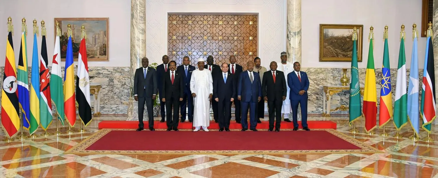 Egyptian President Abdel Fattah al-Sisi poses for a photo with heads of several African states (Egyptian Presidency)
