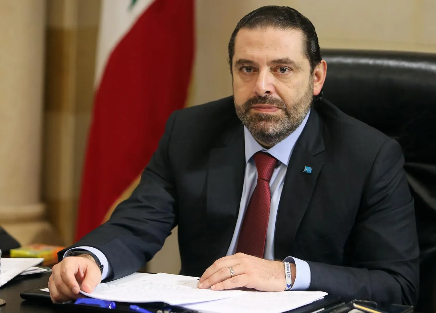 FILE PHOTO: Lebanese Prime Minister Saad Hariri is seen during a meeting at the governmental palace in Beirut, Lebanon February 6, 2019. REUTERS/Aziz Taher/File Photo