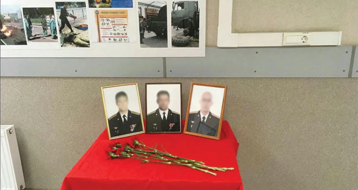 صورة للضباط الروس القتلى في جورين وسط سوريا نشرتها وسائل إعلام روسية