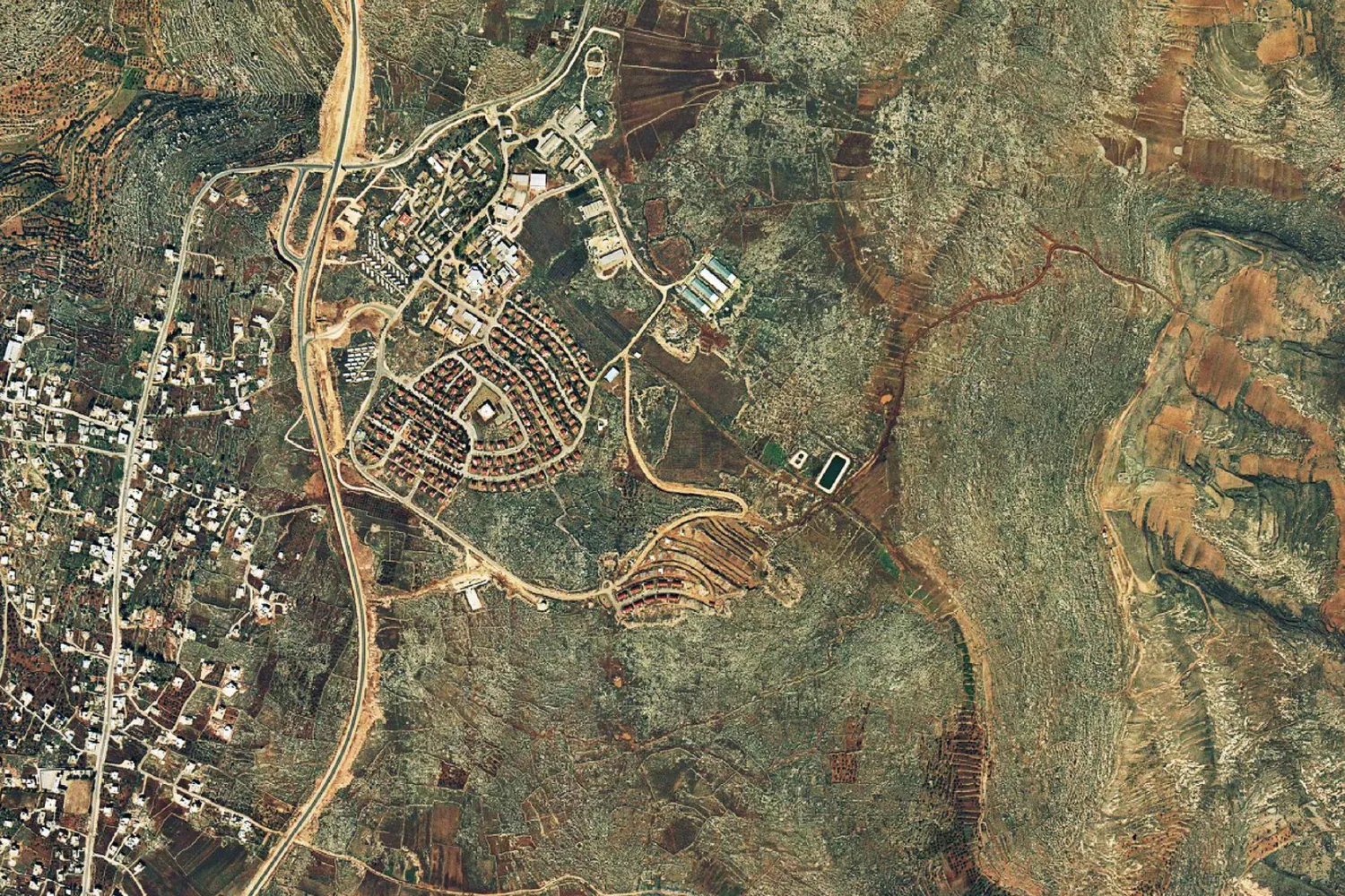 An aerial view shows the Israeli settlement of Ofra in the occupied West Bank as seen in 1997 and obtained by Reuters from "Peace Now" on June 3, 2019. Peace Now/Handout via REUTERS