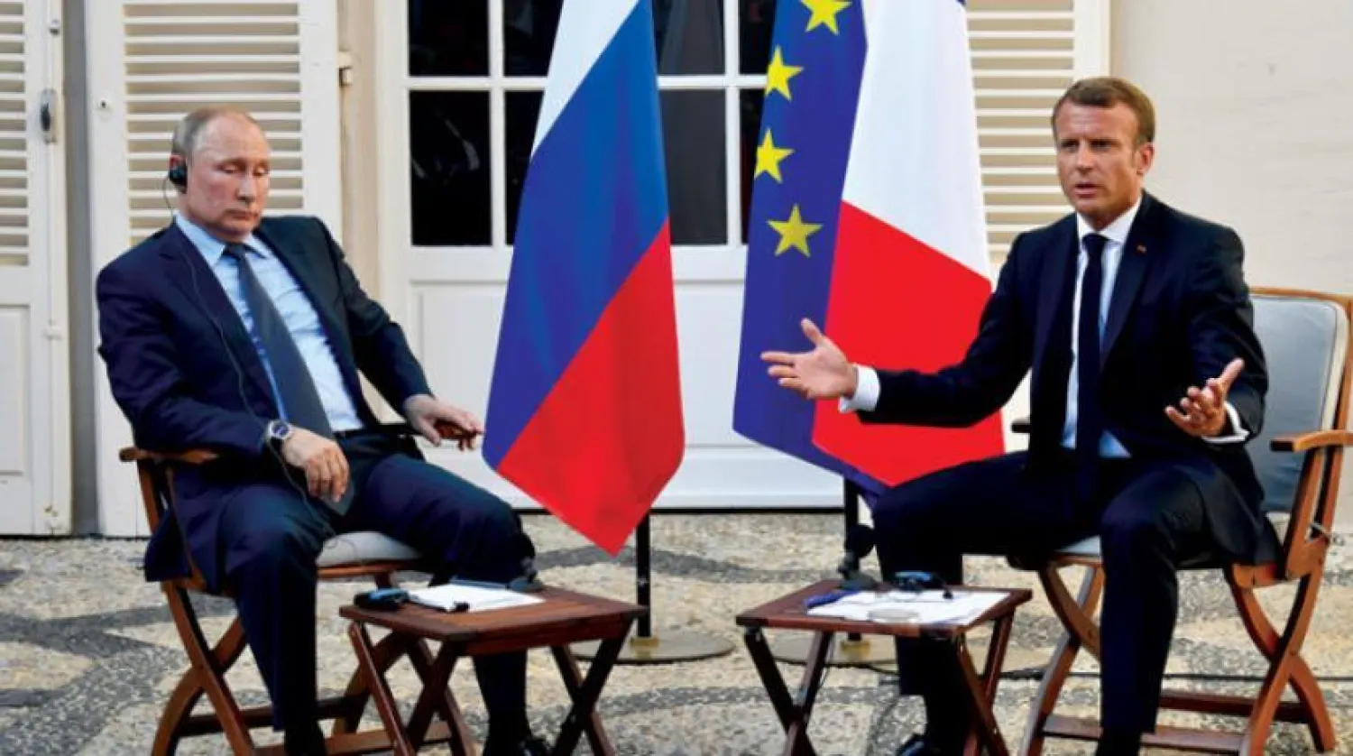19 Ağustos’ta Putin ve Macron arasında gerçekleşen ikili görüşmeden bir kare (Reuters)
