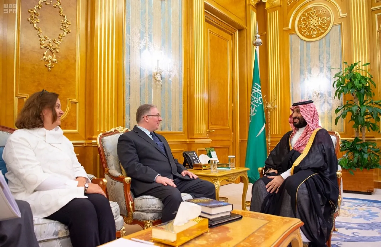Crown Prince Mohammed bin Salman receives a US Christian-Evangelical delegation. (SPA)