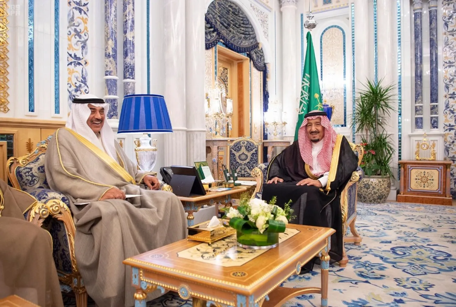 King Salman receives the Foreign Minister of Kuwait in Jeddah. (SPA)