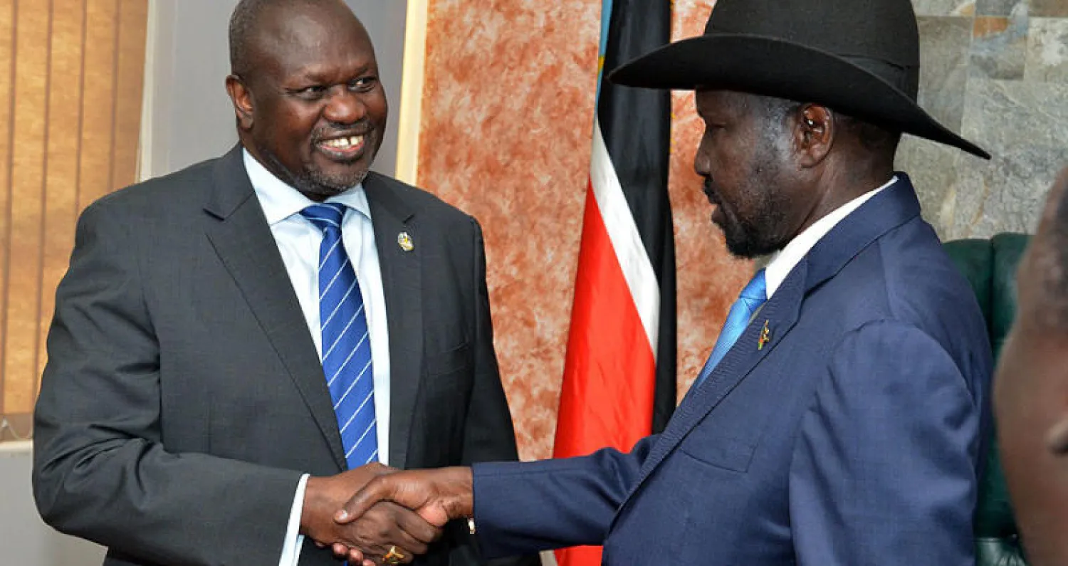 لقاء كير ومشار في جوبا أمس (أ.ف.ب)