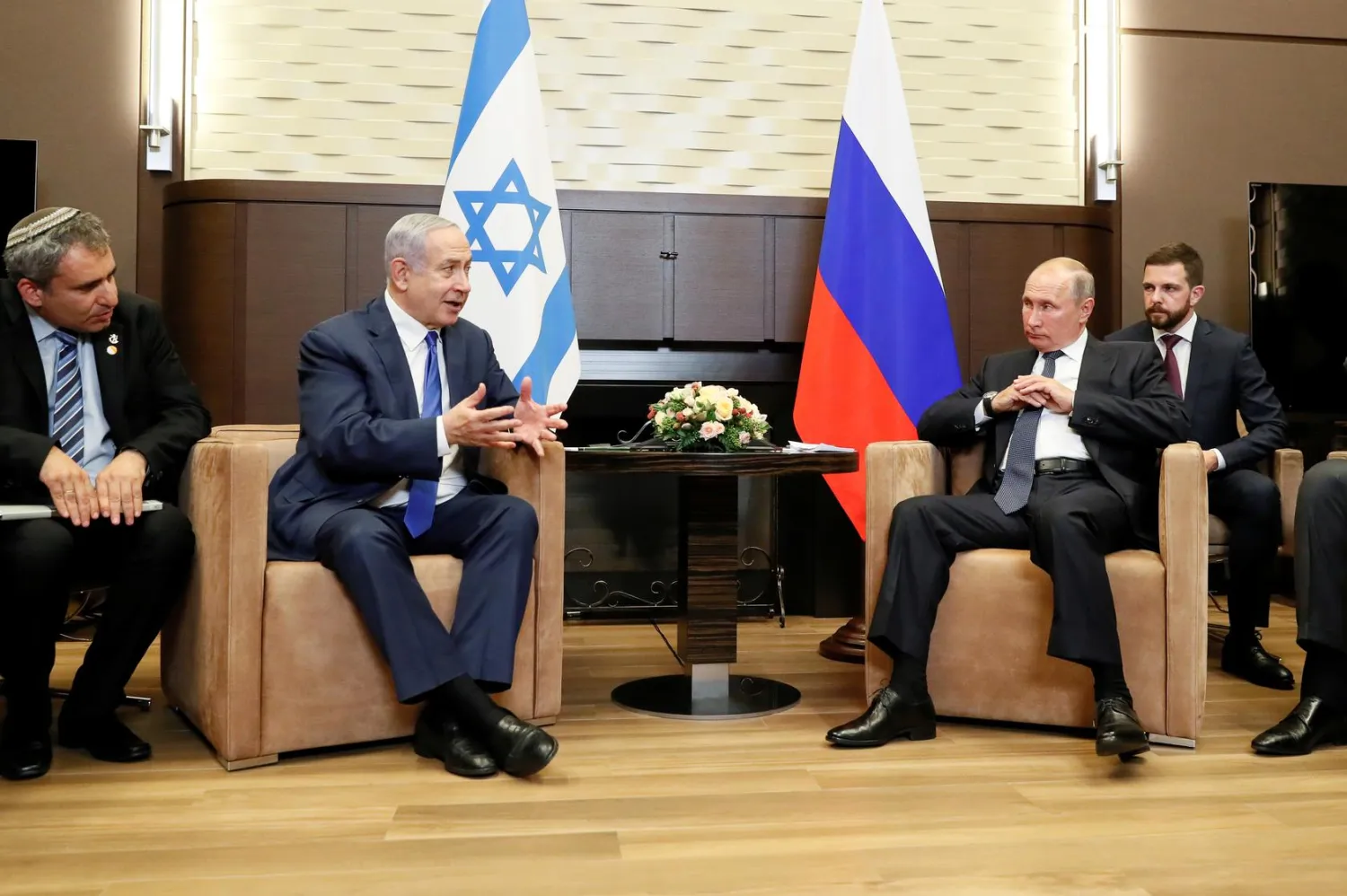 Russian President Vladimir Putin attends a meeting with Israeli Prime Minister Benjamin Netanyahu at the Bocharov Ruchei state residence in Sochi, Russia September 12, 2019. (Reuters)