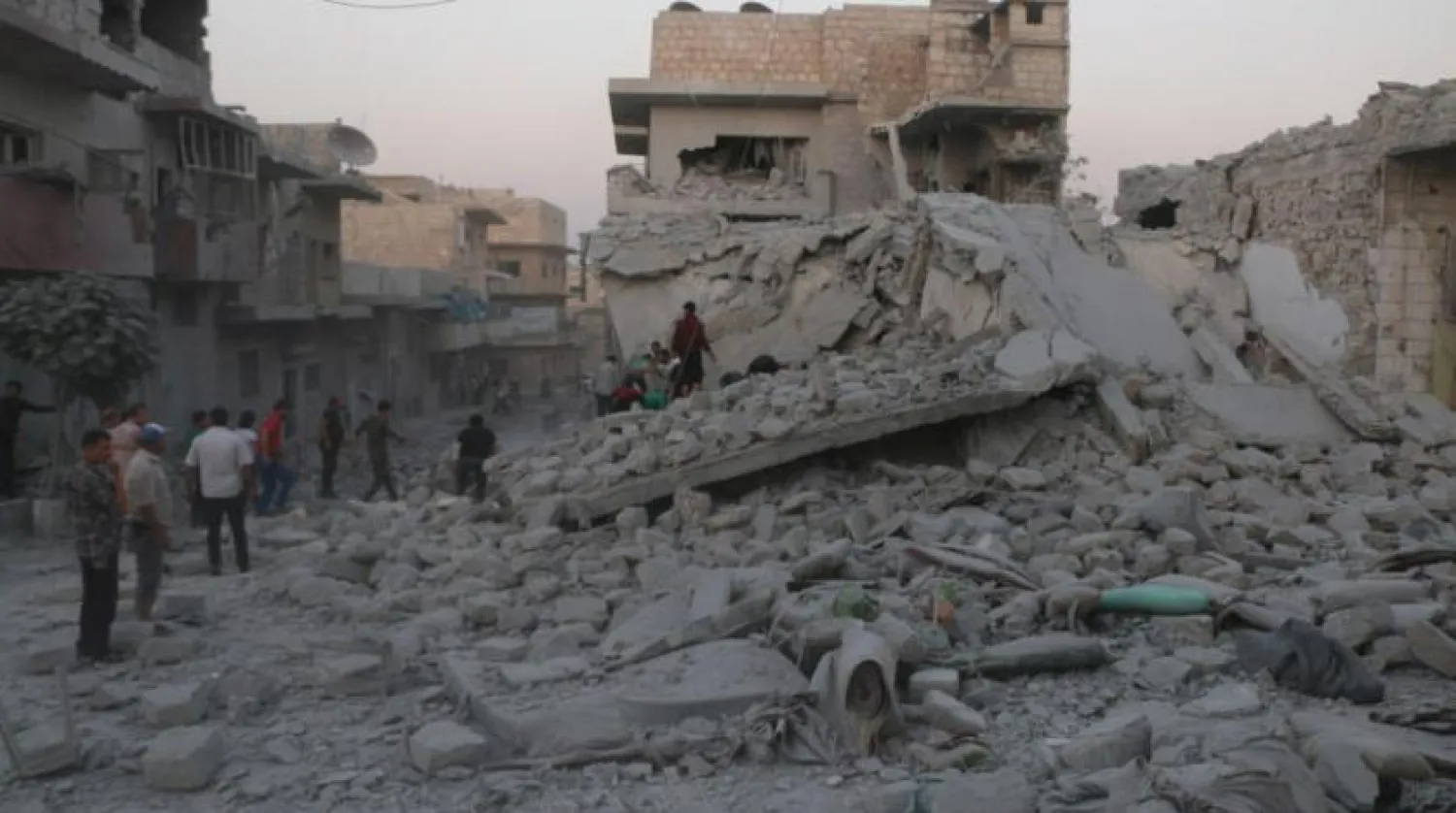 Buildings destroyed from Syrian regime strikes in Idlib. AFP file photo