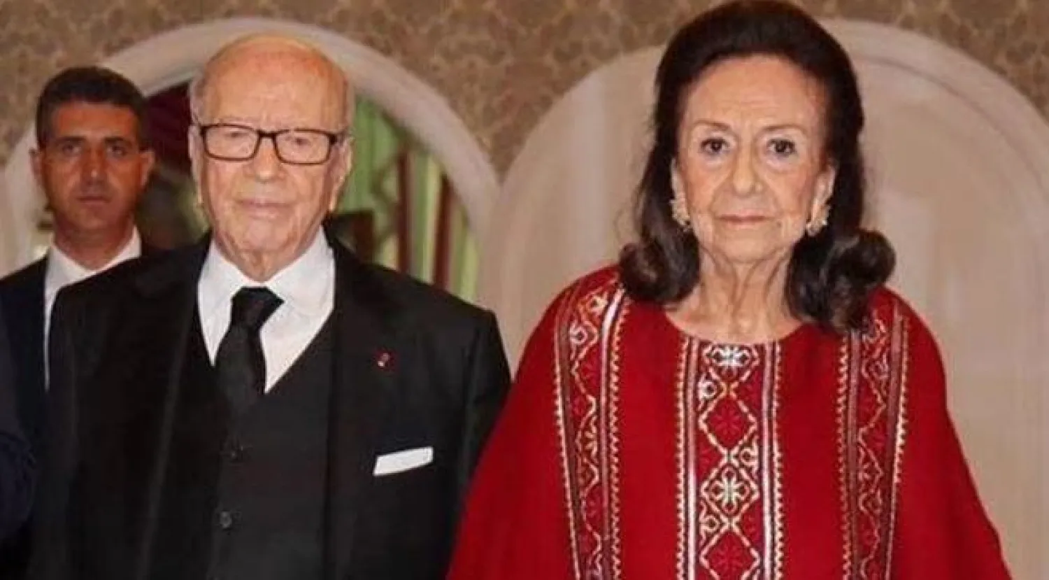 السيدة شاذلية بصحبة زوجها الرئيس الراحل الباجي قائد السبسي (وكالة تونس الرسمية للأنباء)