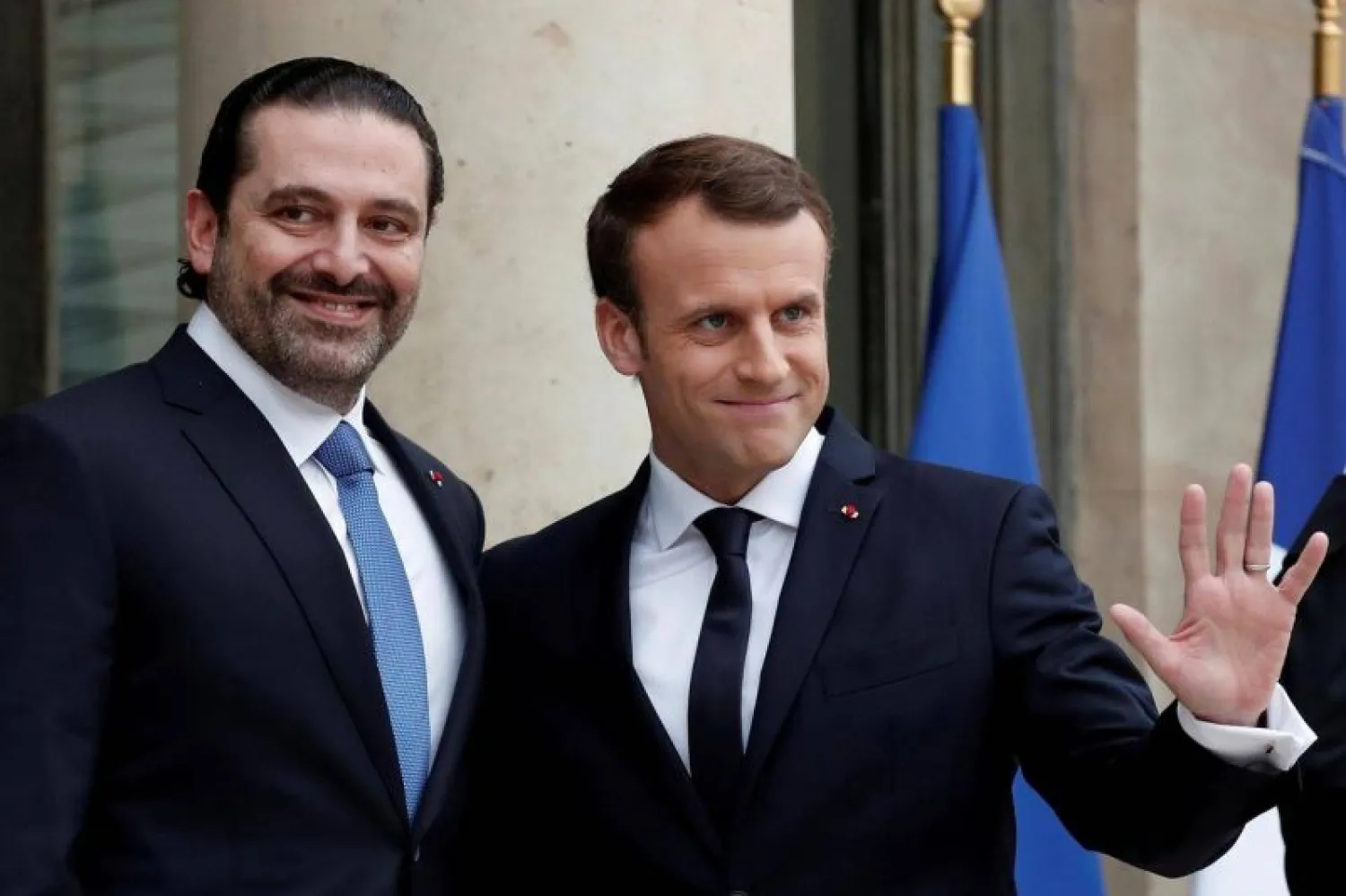 Lebanese Prime minister Saad Hariri and French President Emmanuel Macron in November 2017 in Paris. Benoît Tessier/Reuters