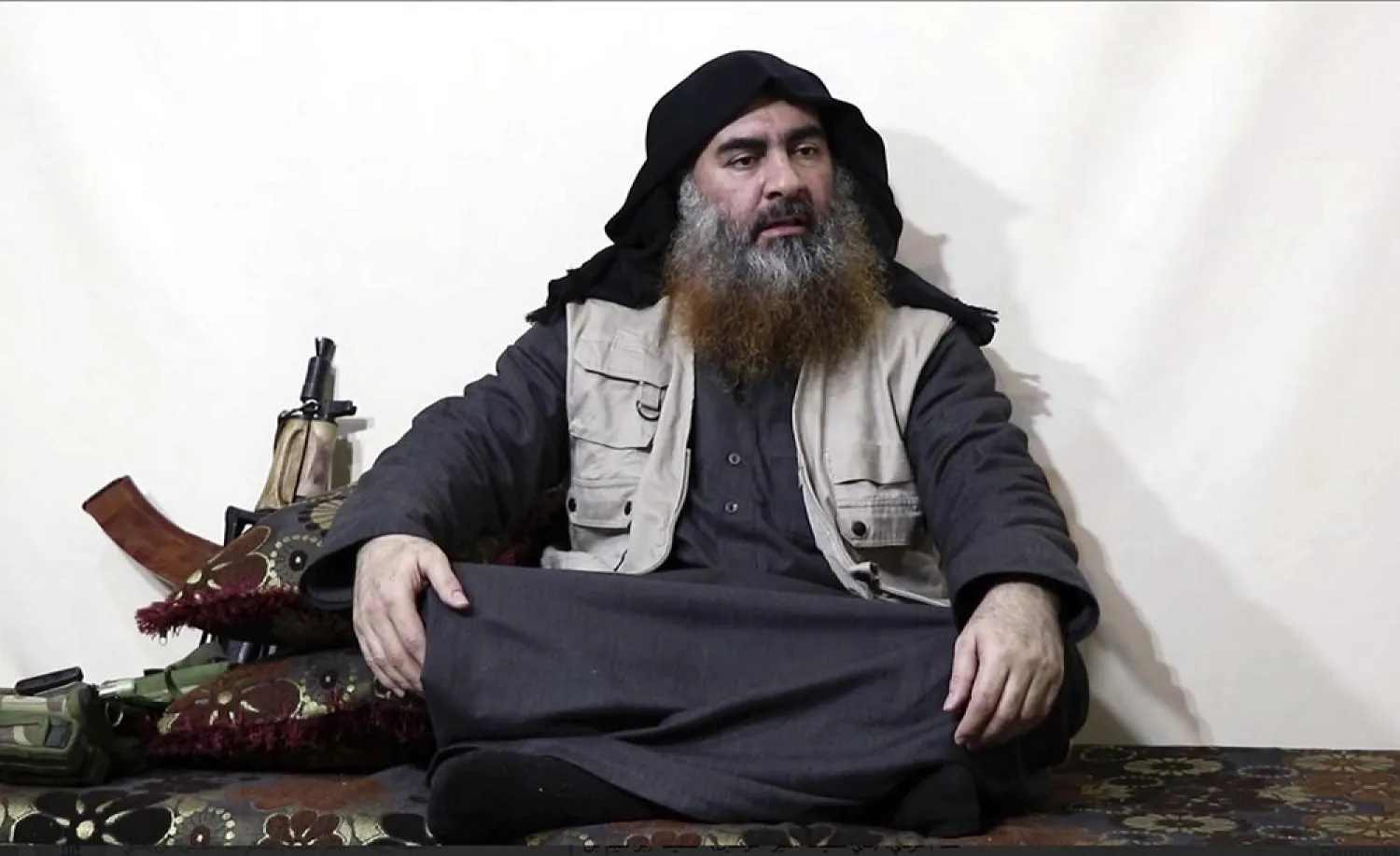 This file image made from video posted on a militant website April 29, 2019, purports to show ISIS leader Abu Bakr al-Baghdadi, being interviewed by his group's Al-Furqan media outlet. (AP)