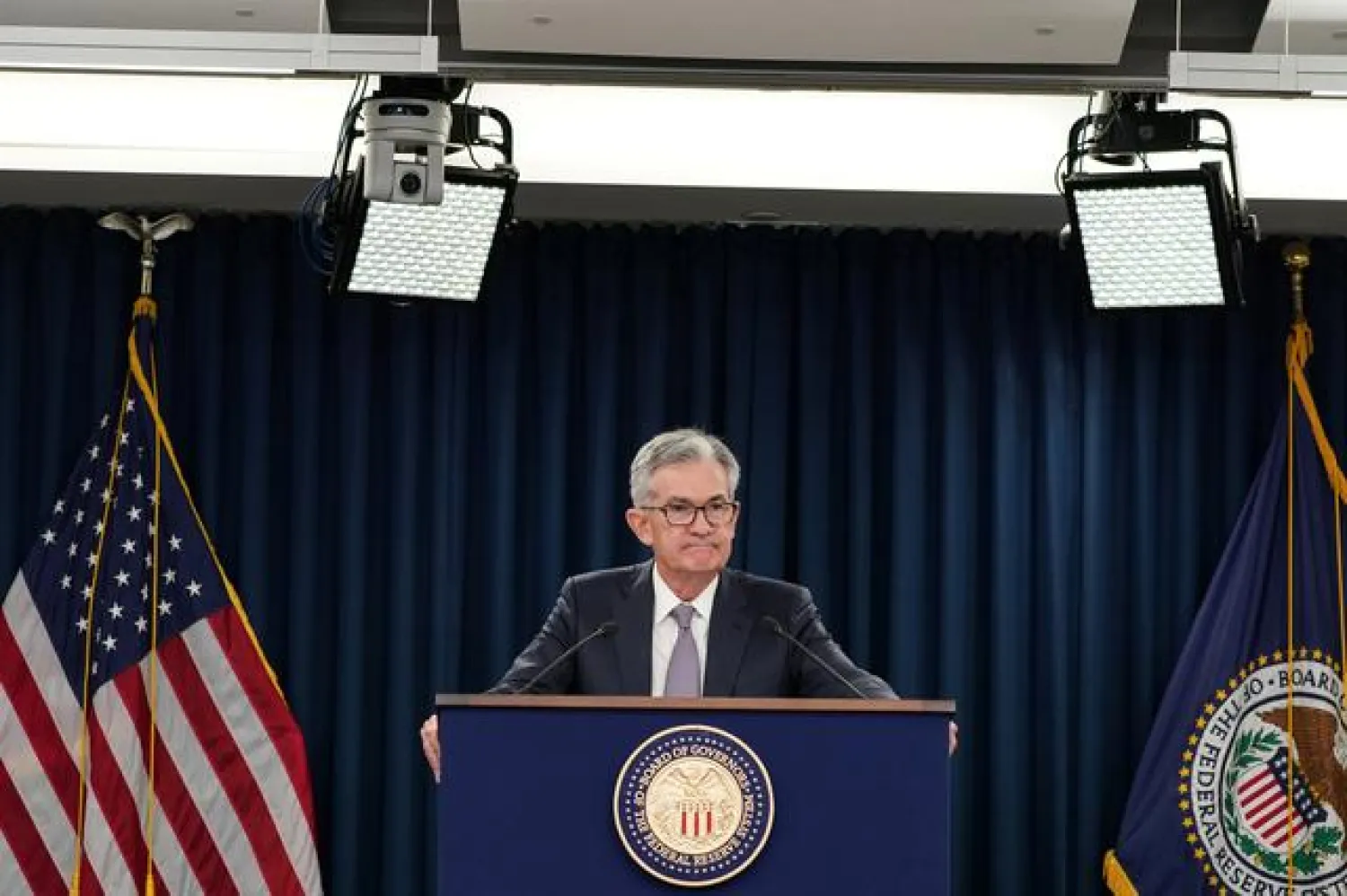 Federal Reserve Chairman Jerome Powell holds a news conference following a closed two-day Federal Open Market Committee meeting in Washington, U.S., September 18, 2019. REUTERS/Sarah Silbiger
