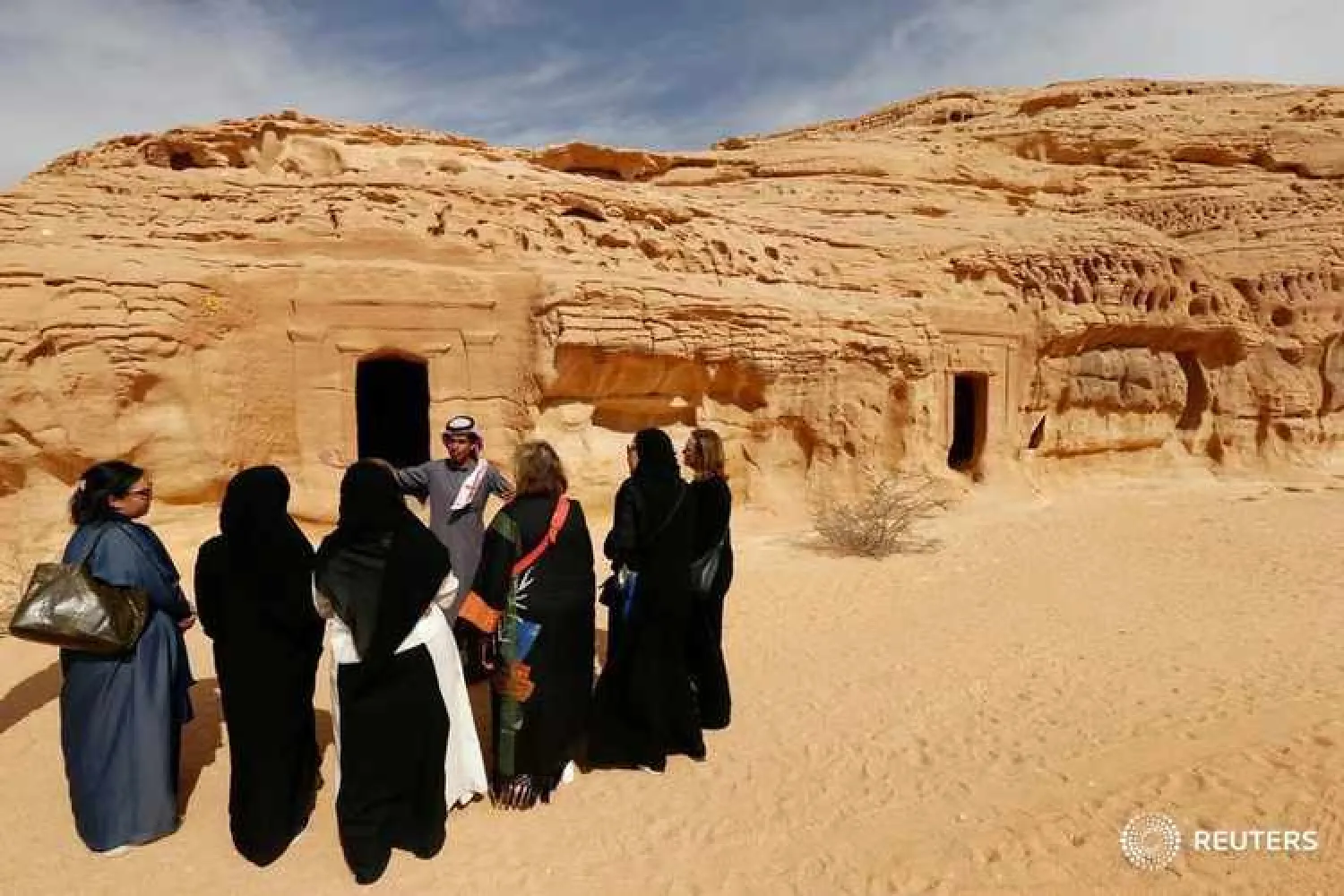 Visitors tour at majestic rock-hewn tombs of Madain Saleh near the city al-Ula, Saudi Arabia January 25, 2019. Image used for illustrative purpose. REUTERS/Faisal Al Nasser

